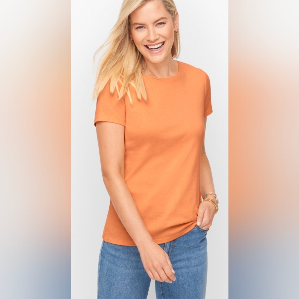 Talbots Petites Coral Short Sleeve Crew Neck Top - Picture 1 of 5